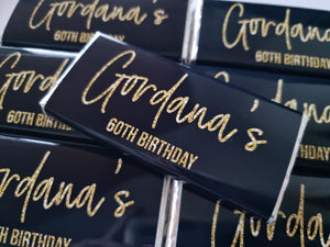 Black with Gold Glitter | Personalised Chocolate Bars