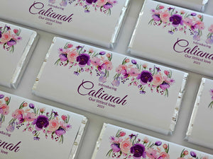 Pink Purple Flowers | Personalised Chocolate Bars