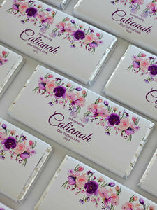 Pink Purple Flowers | Personalised Chocolate Bars