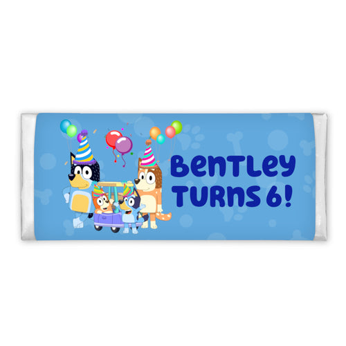 Blue Dog with Blue Background | Personalised Chocolate Bars