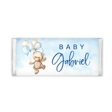 Load image into Gallery viewer, Watercolour Blue Teddy with Balloons | Personalised Chocolate Bars