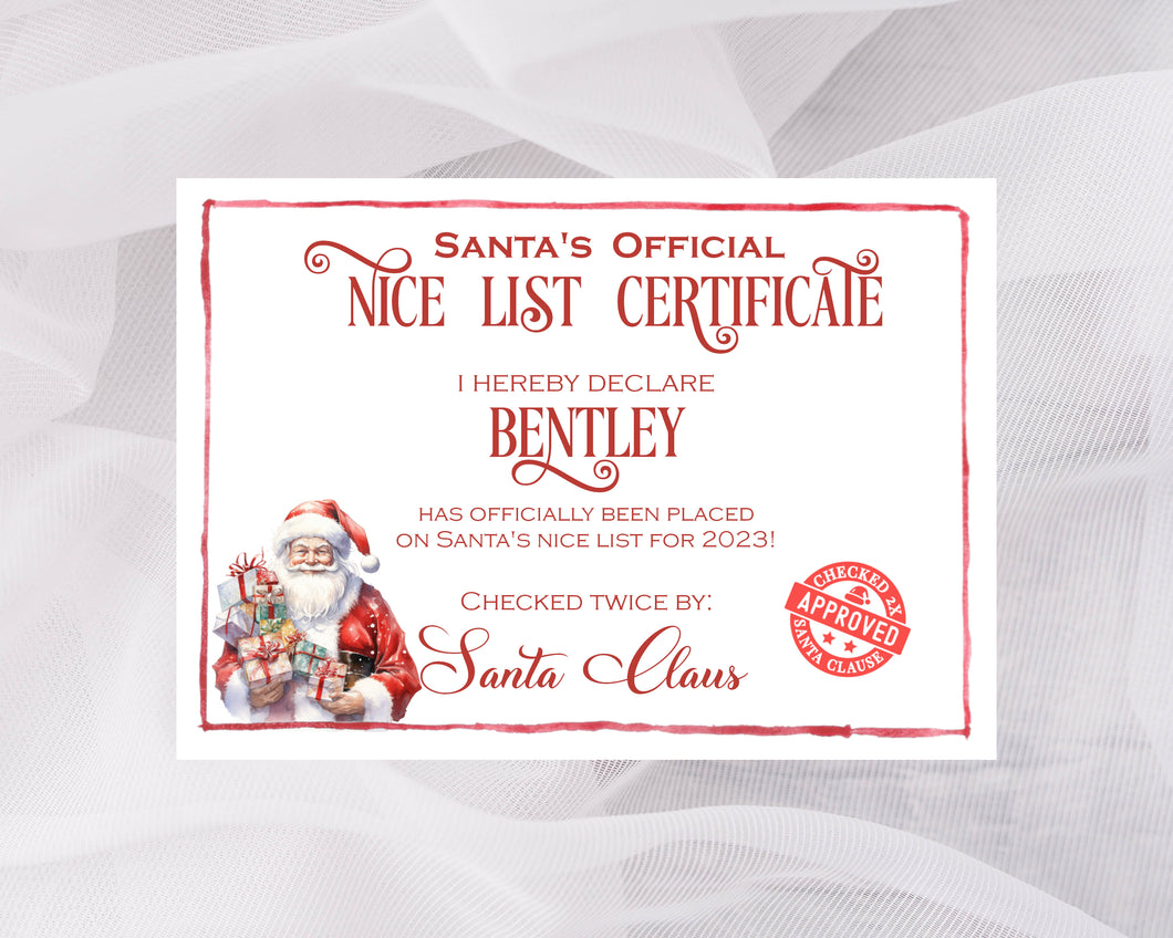 Santa with Gifts | Nice Certificate