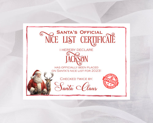Santa & Reindeer | Nice Certificate