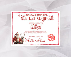 Santa & Reindeer | Nice Certificate