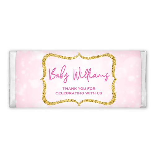 Pink & Gold Glitter Border | Personalised Chocolate Bars