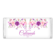 Load image into Gallery viewer, Pink Purple Flowers | Personalised Chocolate Bars
