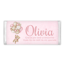 Load image into Gallery viewer, Pink Teddy with Balloons | Personalised Chocolate Bars