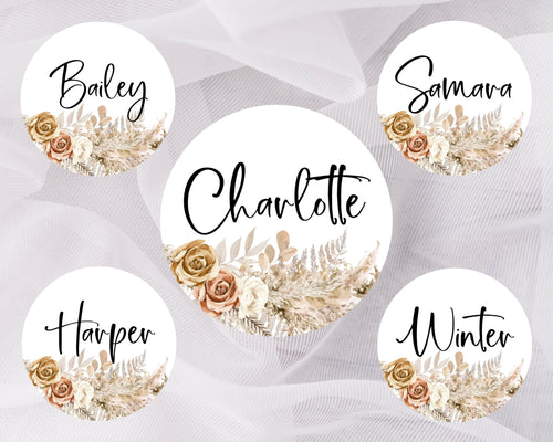 Brown Roses | Circle Place Cards