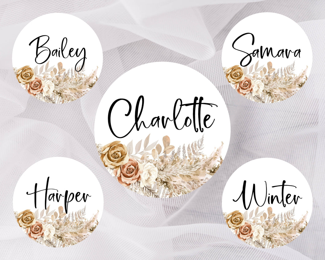 Brown Roses | Circle Place Cards