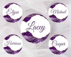 Purple Agate | Circle Place Cards