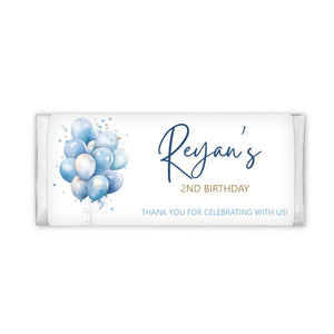 Blue Watercolour Balloons | Personalised Chocolate Bars