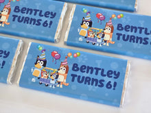 Load image into Gallery viewer, Blue Dog with Blue Background | Personalised Chocolate Bars
