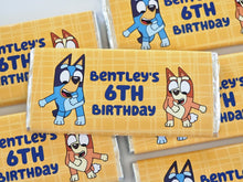 Load image into Gallery viewer, Blue Dog with Yellow Background | Personalised Chocolate Bars