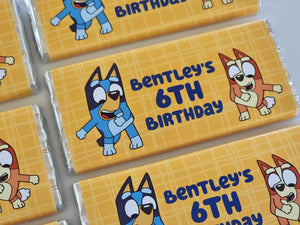 Blue Dog with Yellow Background | Personalised Chocolate Bars