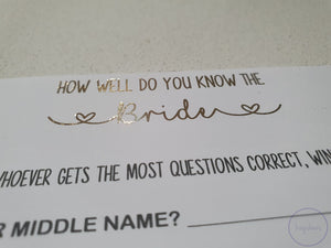 How Well do you Know the Bride - Kaysbees