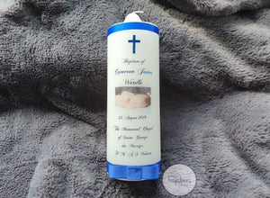 Foiled Baptism Candle - Cameron - Kaysbees