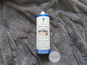 Foiled Baptism Candle - Cameron - Kaysbees