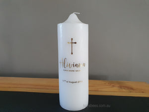 Foiled Baptism Candle - Aliviana - Kaysbees