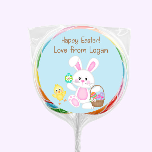 Bunny Blue Background | Personalised Easter Lollipops