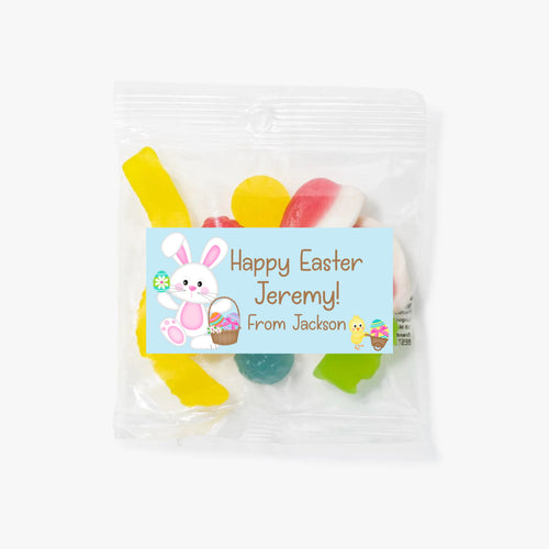 Bunny Blue Background | Personalised Easter Lolly Bag