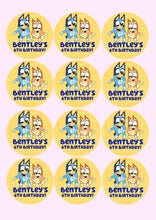 Load image into Gallery viewer, Blue Dog Yellow Background | Personalised Stickers