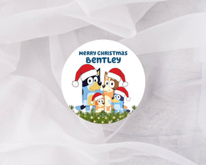 Blue Dog Family | Personalised Christmas Stickers