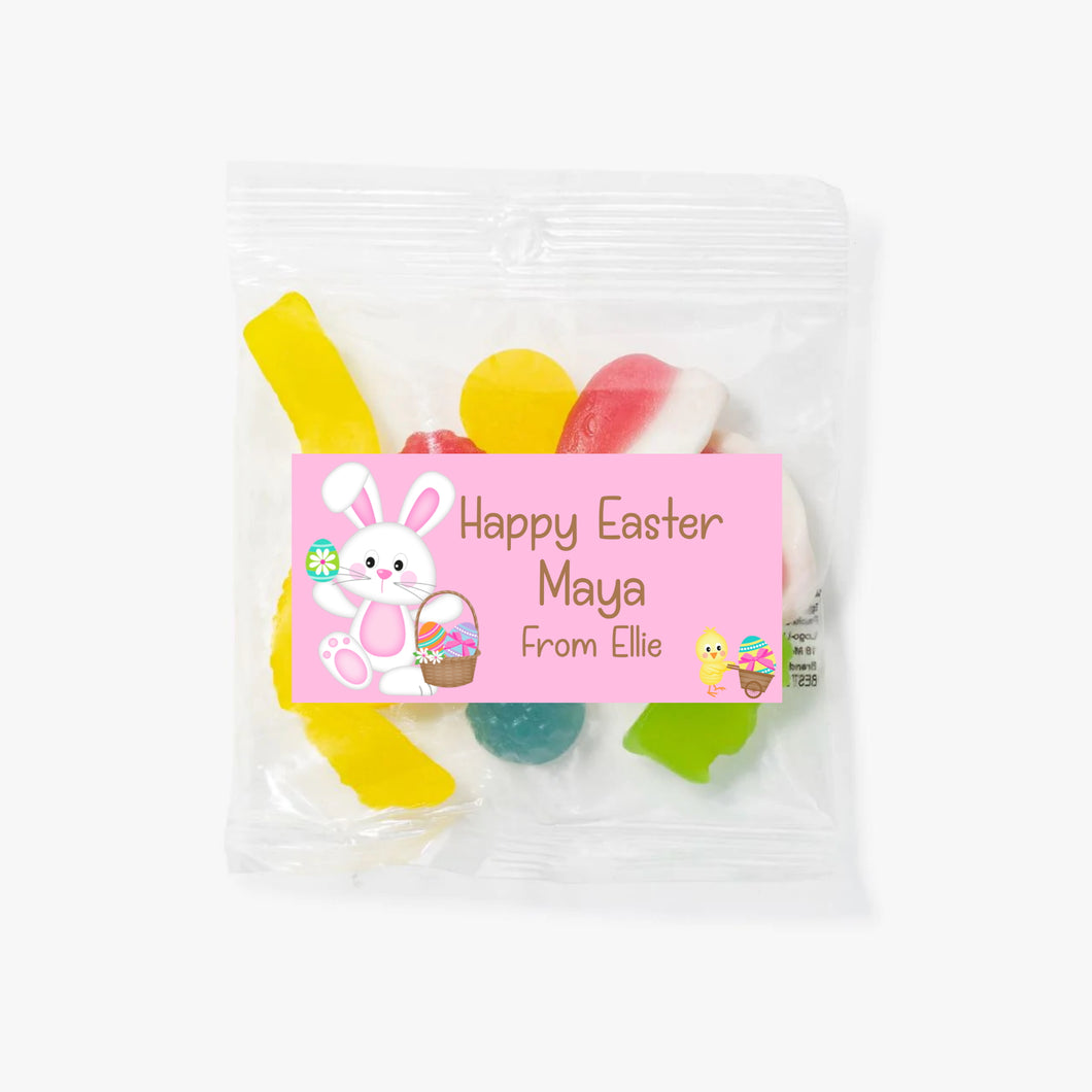Bunny Pink Bakground | Personalised Lolly Bag