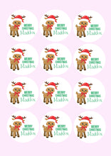 Load image into Gallery viewer, Reindeer with Christmas Hat | Personalised Christmas Stickers