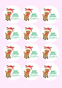 Reindeer with Christmas Hat | Personalised Christmas Stickers