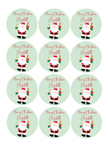 Load image into Gallery viewer, Santa Green Background | Personalised Christmas Stickers