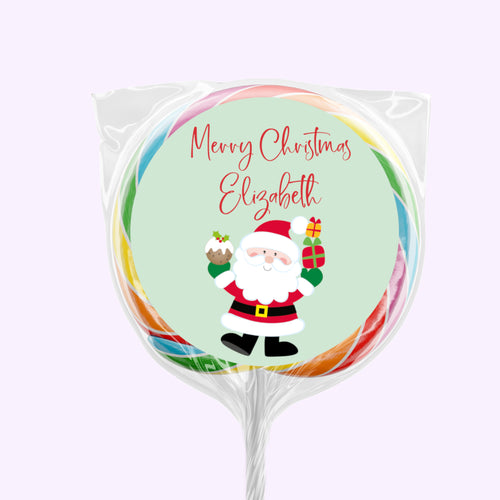 Santa Green Background | Personalised Lollipop