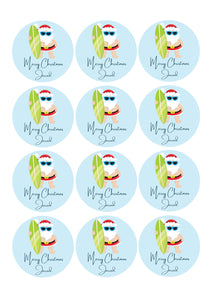 Summer Santa | Personalised Christmas Stickers