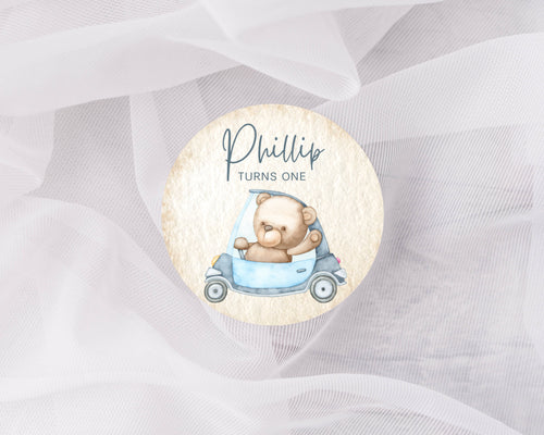 Teddy In Car | Personalised Stickers